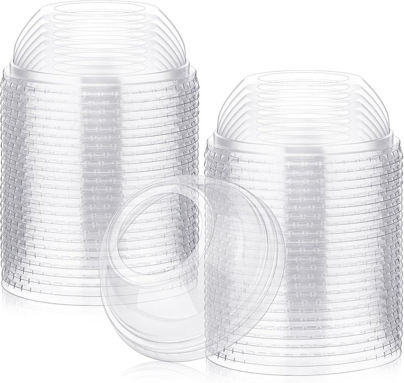LemonRoad 50 Packs 98 mm Dome Lids Wide Hole Plastic Cold Cup Lids Disposable Clear Dome Cap for 16-24 oz Plastic Cups - Image 1